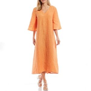 NWT Bryn Walker Liliana Linen Oversized Dress Womens XS Orange A-Line $192